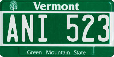 VT license plate ANI523