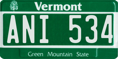 VT license plate ANI534