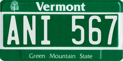 VT license plate ANI567