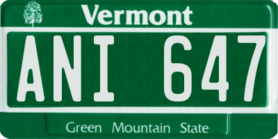 VT license plate ANI647