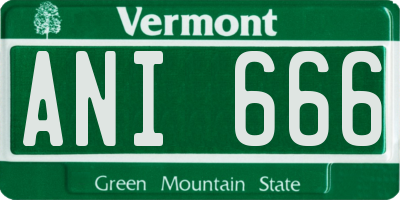 VT license plate ANI666