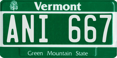 VT license plate ANI667