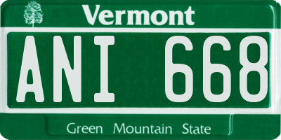 VT license plate ANI668