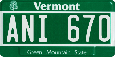 VT license plate ANI670