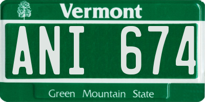 VT license plate ANI674