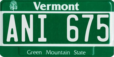 VT license plate ANI675