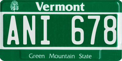 VT license plate ANI678
