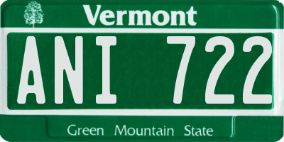 VT license plate ANI722