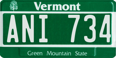 VT license plate ANI734