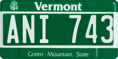 VT license plate ANI743