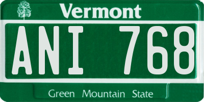 VT license plate ANI768