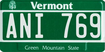 VT license plate ANI769