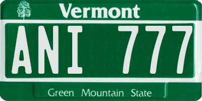 VT license plate ANI777