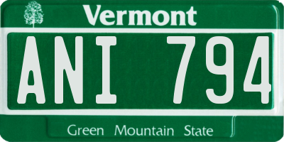 VT license plate ANI794