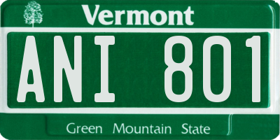 VT license plate ANI801