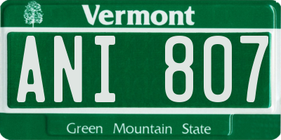 VT license plate ANI807