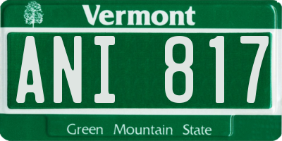 VT license plate ANI817