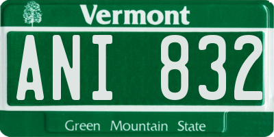 VT license plate ANI832