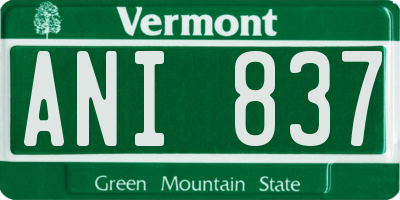 VT license plate ANI837