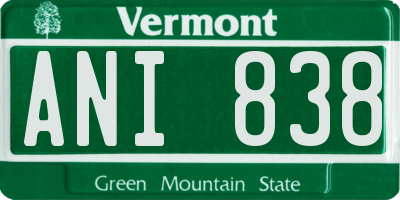 VT license plate ANI838