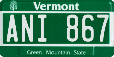 VT license plate ANI867