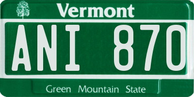 VT license plate ANI870