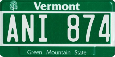 VT license plate ANI874