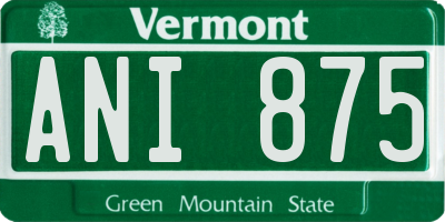 VT license plate ANI875