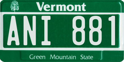 VT license plate ANI881