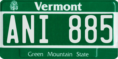 VT license plate ANI885