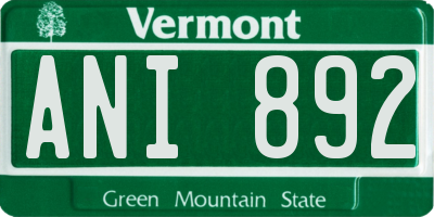 VT license plate ANI892