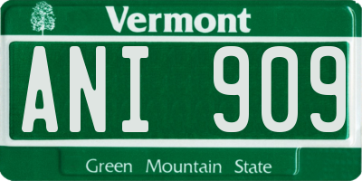 VT license plate ANI909