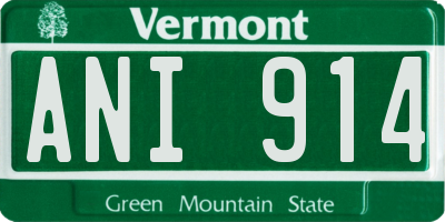 VT license plate ANI914