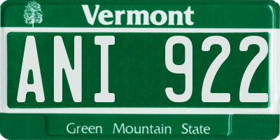VT license plate ANI922