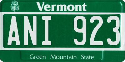 VT license plate ANI923