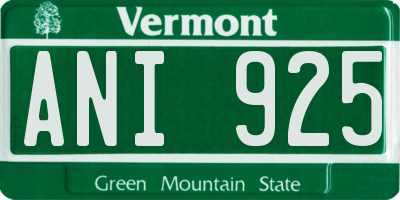 VT license plate ANI925