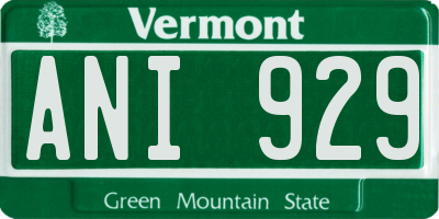 VT license plate ANI929