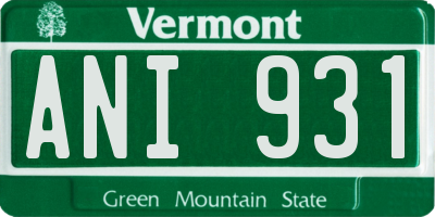 VT license plate ANI931