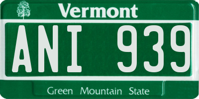 VT license plate ANI939