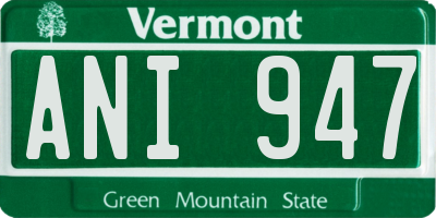 VT license plate ANI947