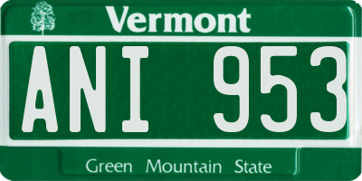 VT license plate ANI953