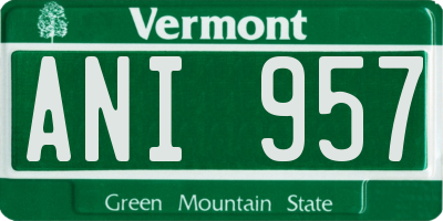 VT license plate ANI957