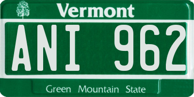 VT license plate ANI962