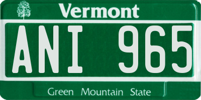 VT license plate ANI965