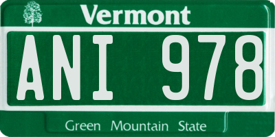VT license plate ANI978