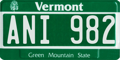 VT license plate ANI982