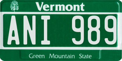 VT license plate ANI989