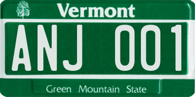VT license plate ANJ001