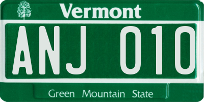 VT license plate ANJ010