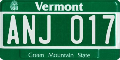 VT license plate ANJ017